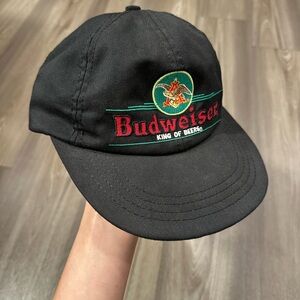 Vintage 90s Budweiser Black Baseball Cap